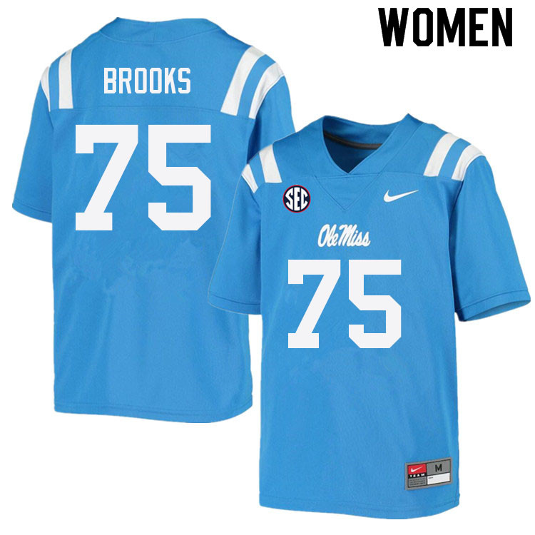 Mason Brooks Ole Miss Rebels NCAA Women's Powder Blue #75 Stitched Limited College Football Jersey RAN1158EA